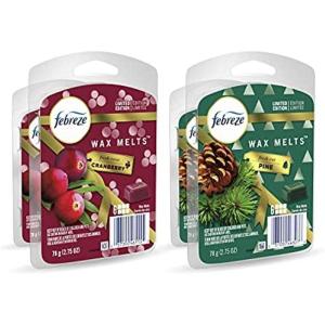 imageFebreze OdorEliminating Scented Wax Melts Air Freshener FreshTwist Cranberry ampamp FreshCut Pine 275 oz Wax Melts 6 Cubes Pack of 4