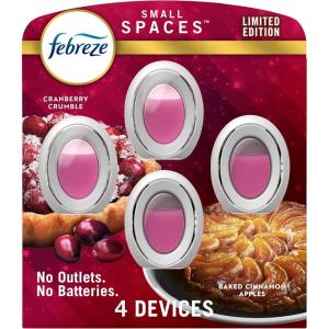 imageFebreze Small Spaces Air Freshener OdorFighting Plug In Alternative for Home and Bathroom and Kitchen Closet Air Fresheners Baked Cinnamon Apples ampamp Cranberry Crumble Scent 1 Count1 Count Pack of 4