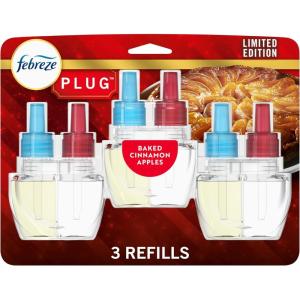 imageFebreze Plug In Air Freshener OdorFighting Scented Oil Refill Air Fresheners for Home and Bathroom and Kitchen Long Lasting for Strong Odors Baked Cinnamon Apples Scent 087oz Refills 3 Count