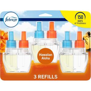 imageFebreze Plug In Air Freshener OdorFighting Scented Oil Refill Air Fresheners for Home and Bathroom and Kitchen Long Lasting for Strong Odors Hawaiian Aloha Scent 087oz Refills 3 CountBlueOrange