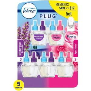 imageFebreze Plug In Air Freshener OdorFighting Scented Oil Starter Kit Air Fresheners for Home and Bathroom and Kitchen Long Lasting for Strong Odors Downy April Fresh Scent Warmer  2 Refill087 Fl Oz Pack of 5