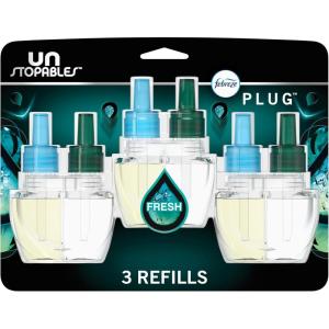 imageFebreze Plug In Air Freshener OdorFighting Scented Oil Starter Kit Air Fresheners for Home and Bathroom and Kitchen Long Lasting for Strong Odors UnStopables Fresh Scent Warmer  2 Refill3 Count Pack of 1
