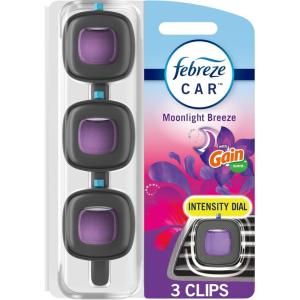imageFebreze Car Air Freshener OdorFighting Automotive Vent Clip Gain Original Scent 3 CountGain Moonlight Breeze