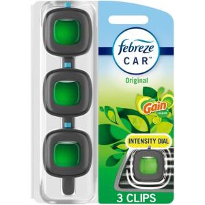 imageFebreze Car Air Freshener OdorFighting Automotive Vent Clip Gain Original Scent 3 CountGain Original