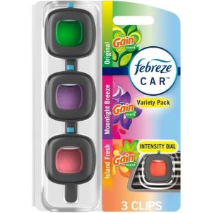 imageFebreze Car Air Freshener OdorFighting Automotive Vent Clip Gain Original Scent 3 CountMixed Gain