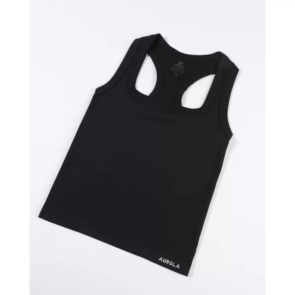 AUROLA Essentials Seamless Sleeveless Racerback Top,Women Subtle Marl Workout Square Neck Fitted Tank)