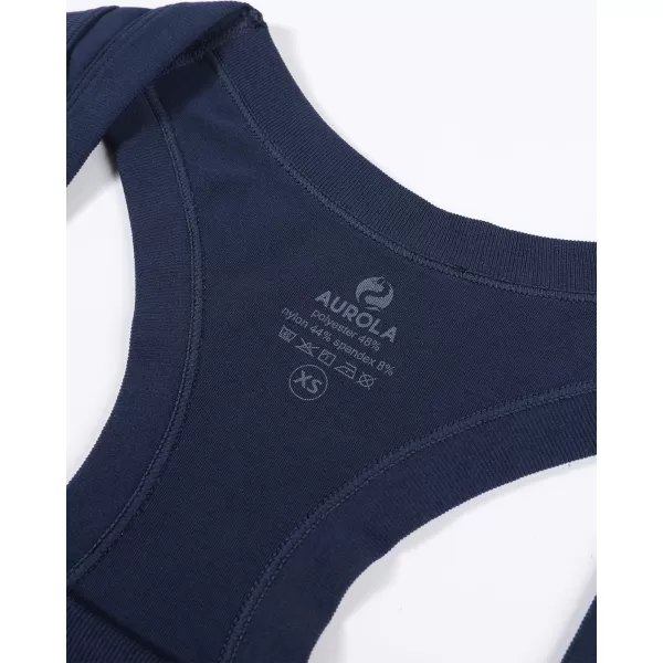 AUROLA Essentials Seamless Sleeveless Racerback Top,Women Subtle Marl Workout Square Neck Fitted Tank)