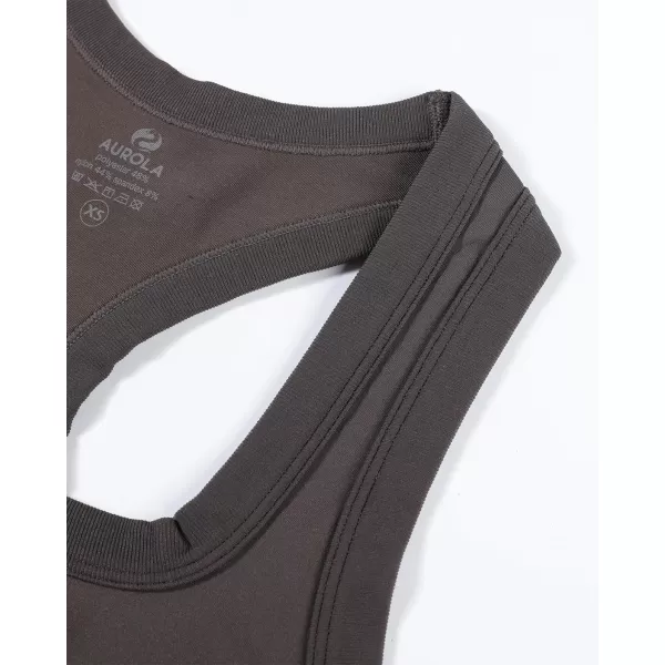 AUROLA Essentials Seamless Sleeveless Racerback Top,Women Subtle Marl Workout Square Neck Fitted Tank