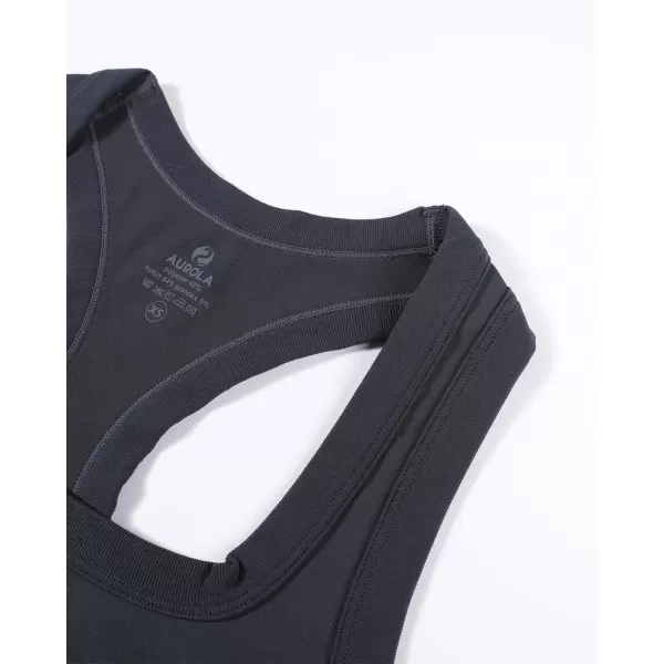 AUROLA Essentials Seamless Sleeveless Racerback Top,Women Subtle Marl Workout Square Neck Fitted Tank