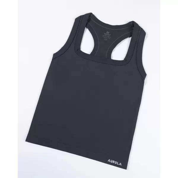 AUROLA Essentials Seamless Sleeveless Racerback Top,Women Subtle Marl Workout Square Neck Fitted Tank