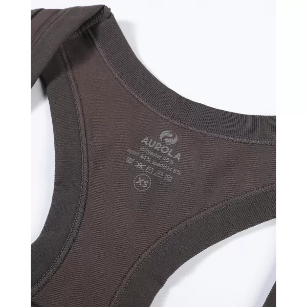 AUROLA Essentials Seamless Sleeveless Racerback Top,Women Subtle Marl Workout Square Neck Fitted Tank
