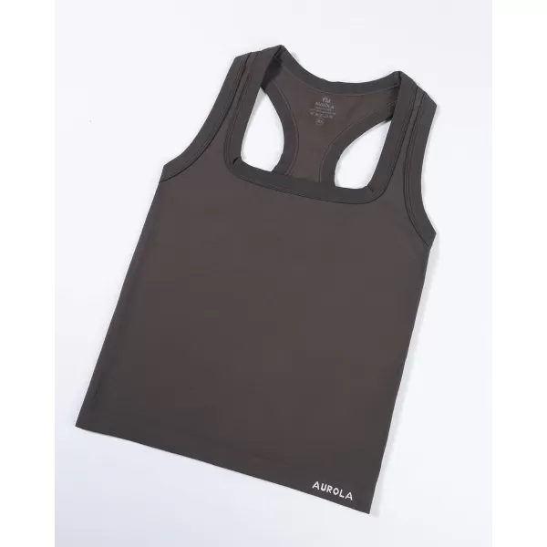 AUROLA Essentials Seamless Sleeveless Racerback Top,Women Subtle Marl Workout Square Neck Fitted Tank