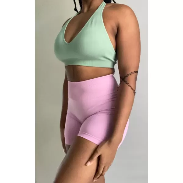 AUROLA Moon Seamless Halter Backless Sport Bra for Women Adjustable Padded Active Workout Gym Yoga Crop Tank Top