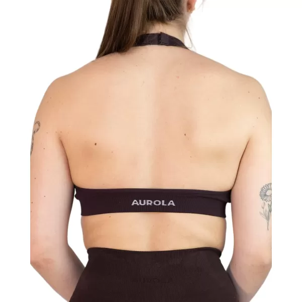 AUROLA Moon Seamless Halter Backless Sport Bra for Women Adjustable Padded Active Workout Gym Yoga Crop Tank Top