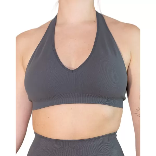 AUROLA Moon Seamless Halter Backless Sport Bra for Women Adjustable Padded Active Workout Gym Yoga Crop Tank Top