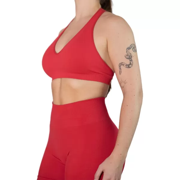 AUROLA Moon Seamless Halter Backless Sport Bra for Women Adjustable Padded Active Workout Gym Yoga Crop Tank Top