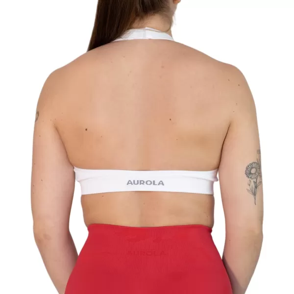 AUROLA Moon Seamless Halter Backless Sport Bra for Women Adjustable Padded Active Workout Gym Yoga Crop Tank Top