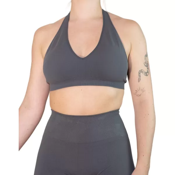 AUROLA Moon Seamless Halter Backless Sport Bra for Women Adjustable Padded Active Workout Gym Yoga Crop Tank Top