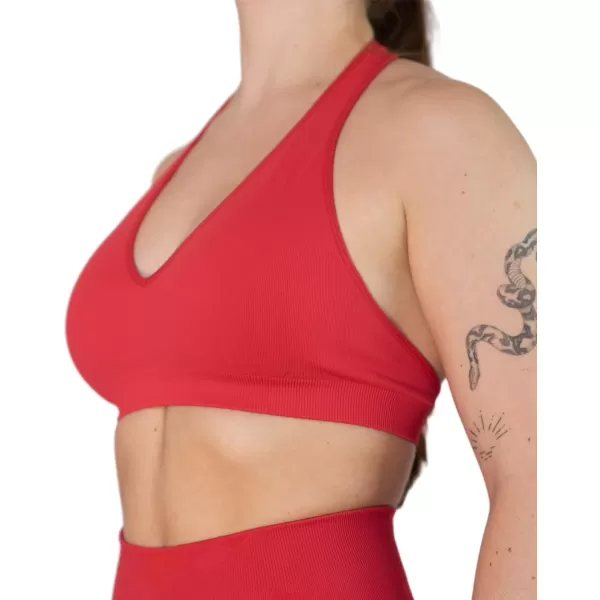 AUROLA Moon Seamless Halter Backless Sport Bra for Women Adjustable Padded Active Workout Gym Yoga Crop Tank Top)
