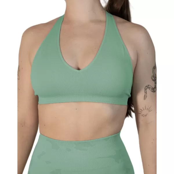 AUROLA Moon Seamless Halter Backless Sport Bra for Women Adjustable Padded Active Workout Gym Yoga Crop Tank Top
