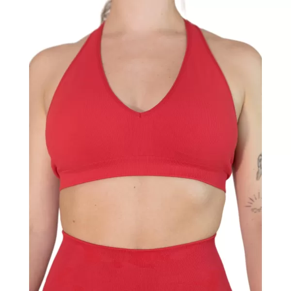 AUROLA Moon Seamless Halter Backless Sport Bra for Women Adjustable Padded Active Workout Gym Yoga Crop Tank Top)