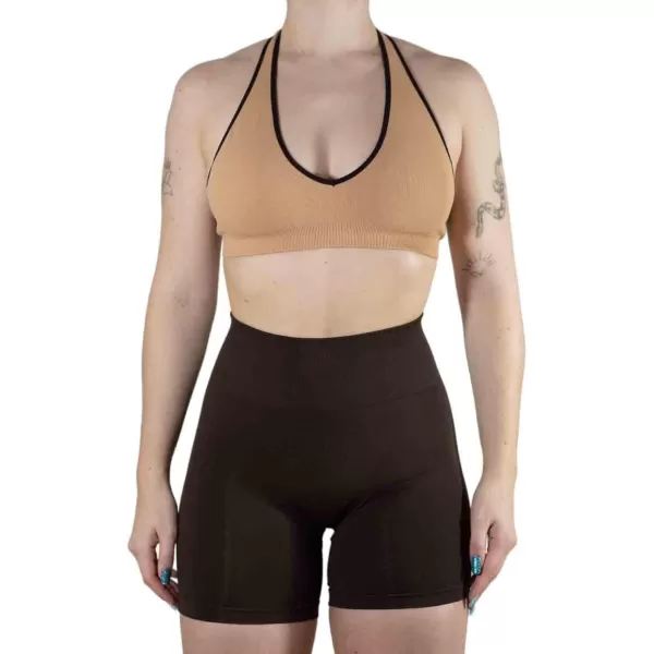 AUROLA Moon Seamless Halter Backless Sport Bra for Women Adjustable Padded Active Workout Gym Yoga Crop Tank Top