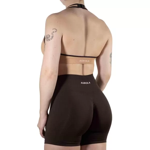 AUROLA Moon Seamless Halter Backless Sport Bra for Women Adjustable Padded Active Workout Gym Yoga Crop Tank Top