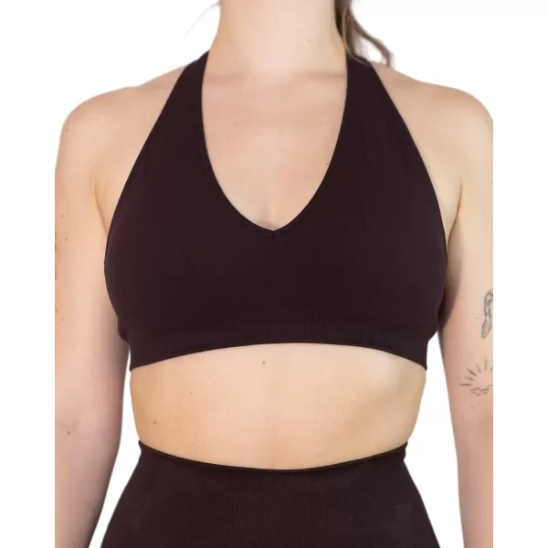 AUROLA Moon Seamless Halter Backless Sport Bra for Women Adjustable Padded Active Workout Gym Yoga Crop Tank Top