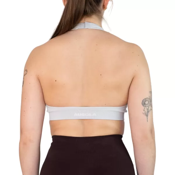 AUROLA Moon Seamless Halter Backless Sport Bra for Women Adjustable Padded Active Workout Gym Yoga Crop Tank Top)