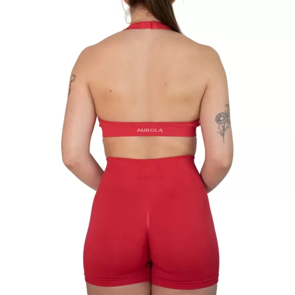 AUROLA Moon Seamless Halter Backless Sport Bra for Women Adjustable Padded Active Workout Gym Yoga Crop Tank Top