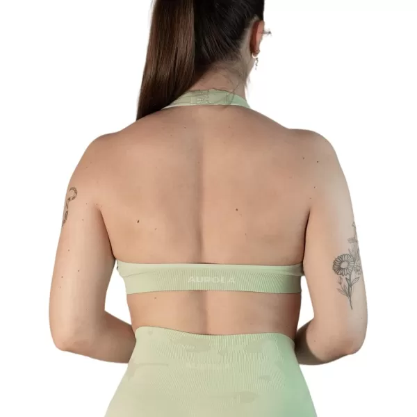 AUROLA Moon Seamless Halter Backless Sport Bra for Women Adjustable Padded Active Workout Gym Yoga Crop Tank Top