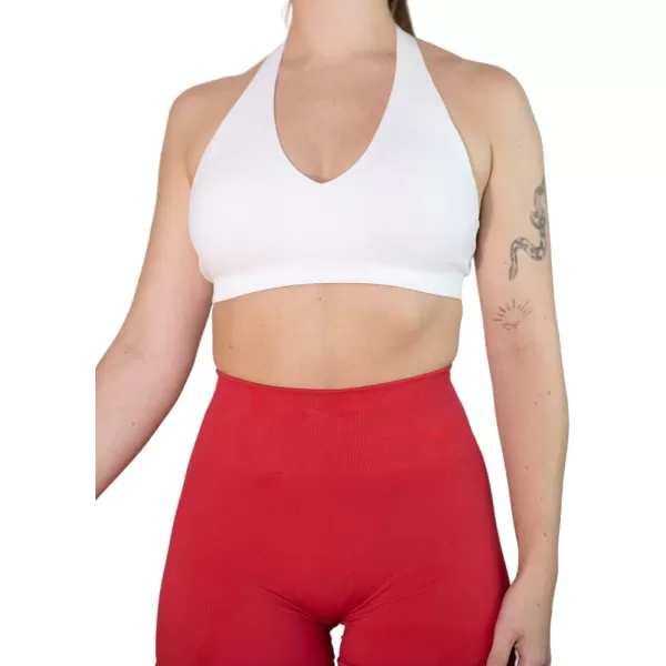 AUROLA Moon Seamless Halter Backless Sport Bra for Women Adjustable Padded Active Workout Gym Yoga Crop Tank Top