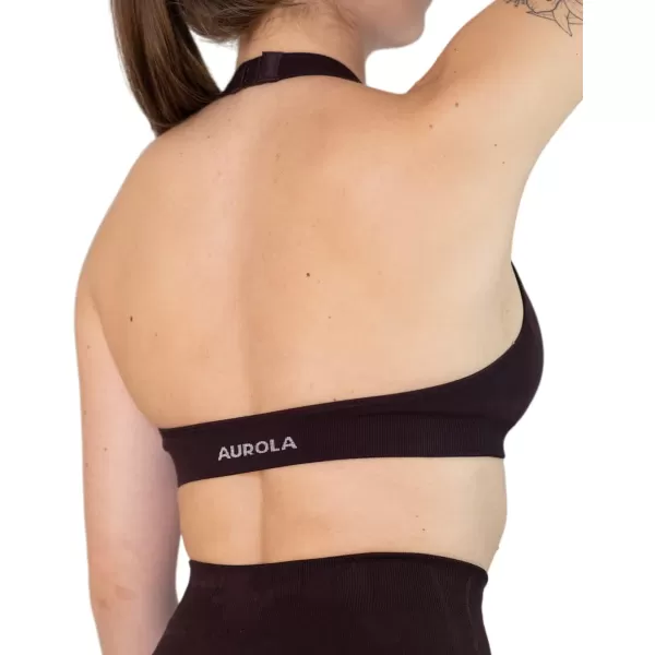 AUROLA Moon Seamless Halter Backless Sport Bra for Women Adjustable Padded Active Workout Gym Yoga Crop Tank Top