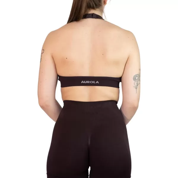 AUROLA Moon Seamless Halter Backless Sport Bra for Women Adjustable Padded Active Workout Gym Yoga Crop Tank Top)