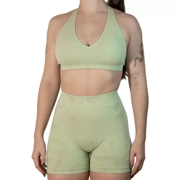 AUROLA Moon Seamless Halter Backless Sport Bra for Women Adjustable Padded Active Workout Gym Yoga Crop Tank Top