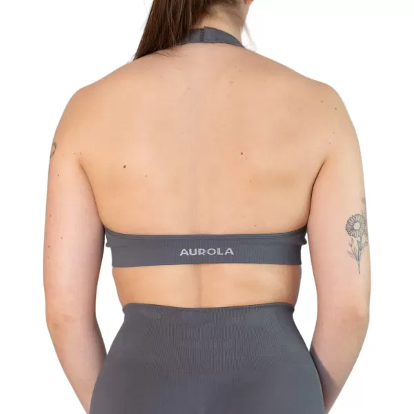 AUROLA Moon Seamless Halter Backless Sport Bra for Women Adjustable Padded Active Workout Gym Yoga Crop Tank Top