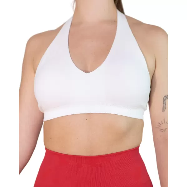 AUROLA Moon Seamless Halter Backless Sport Bra for Women Adjustable Padded Active Workout Gym Yoga Crop Tank Top
