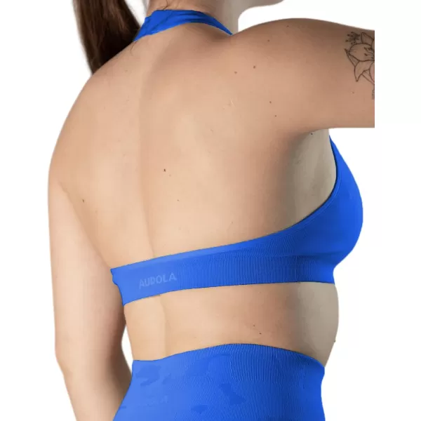 AUROLA Moon Seamless Halter Backless Sport Bra for Women Adjustable Padded Active Workout Gym Yoga Crop Tank Top