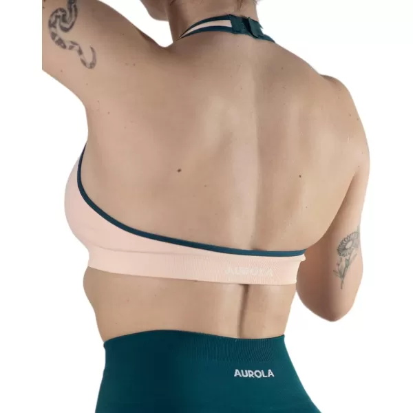 AUROLA Moon Seamless Halter Backless Sport Bra for Women Adjustable Padded Active Workout Gym Yoga Crop Tank Top