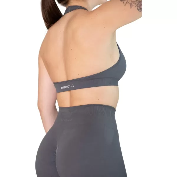AUROLA Moon Seamless Halter Backless Sport Bra for Women Adjustable Padded Active Workout Gym Yoga Crop Tank Top