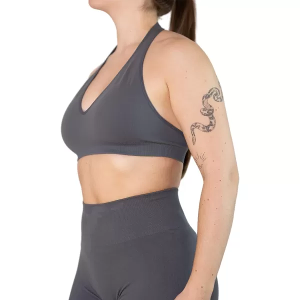 AUROLA Moon Seamless Halter Backless Sport Bra for Women Adjustable Padded Active Workout Gym Yoga Crop Tank Top