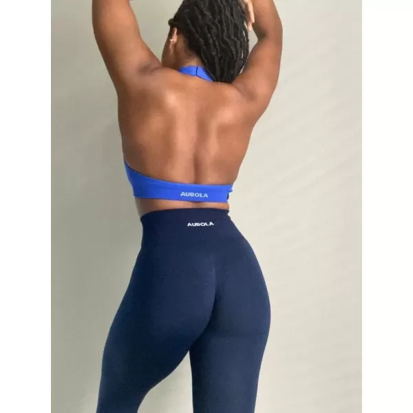 AUROLA Moon Seamless Halter Backless Sport Bra for Women Adjustable Padded Active Workout Gym Yoga Crop Tank Top