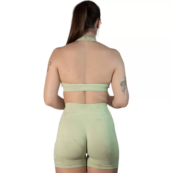AUROLA Moon Seamless Halter Backless Sport Bra for Women Adjustable Padded Active Workout Gym Yoga Crop Tank Top