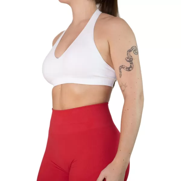 AUROLA Moon Seamless Halter Backless Sport Bra for Women Adjustable Padded Active Workout Gym Yoga Crop Tank Top