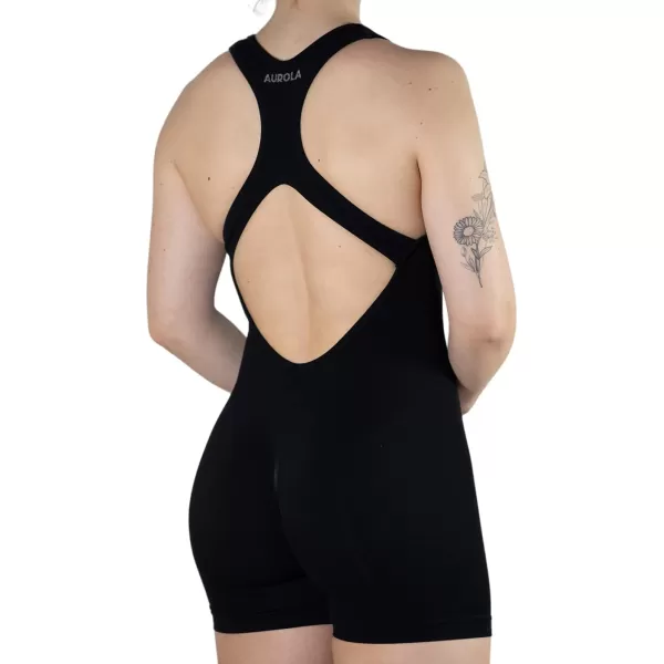 AUROLA Power Romper for Women Workout Yoga Gym Seamless One Piece Racerback Jumpsuit Tummy Control Padded Sports Bra