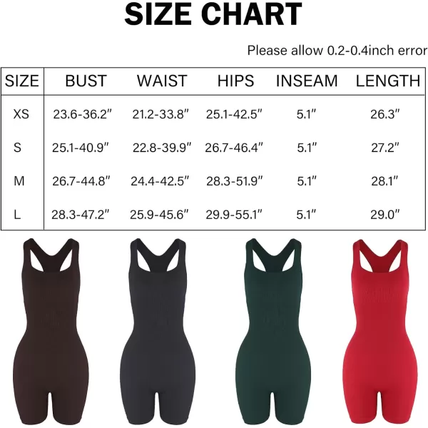 AUROLA Power Romper for Women Workout Yoga Gym Seamless One Piece Racerback Jumpsuit Tummy Control Padded Sports Bra