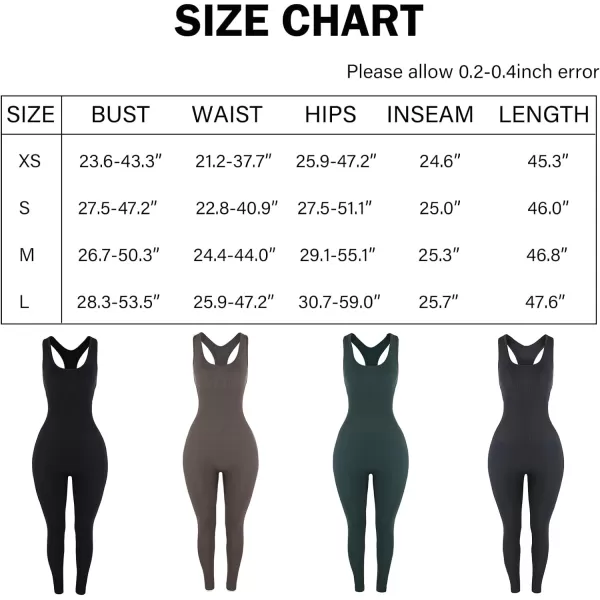 AUROLA Power Workout Jumpsuit for Women Yoga Gym Seamless One Piece Racerback Tummy Control Padded Bra Jumpsuit