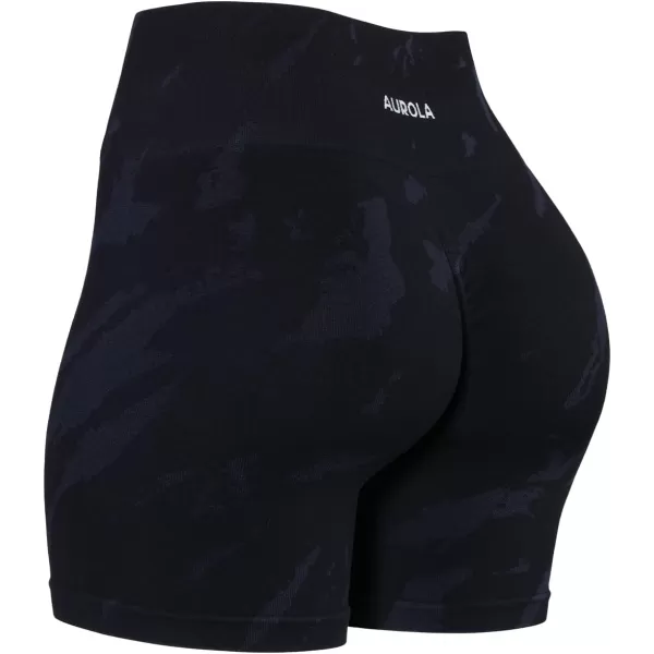 AUROLA Serpent Seamless Scrunch Workout Shorts for Women,Tummy Control Squat Proof Ribbed Thick Active Gym Short)