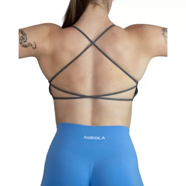 AUROLA Workout Sports Bras Women Athletic Removable Backless Strappy Criss Cross Light Support Gym Fitness Yoga Crop Bra)