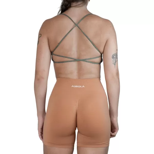 AUROLA Workout Sports Bras Women Athletic Removable Backless Strappy Criss Cross Light Support Gym Fitness Yoga Crop Bra